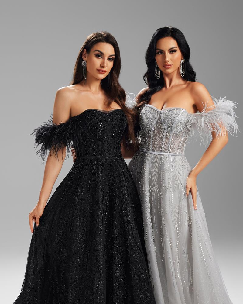 KTX-757459 Sophisticated Black Evening Gown for Women - Model EZ25008