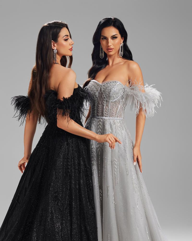 KTX-757459 Sophisticated Black Evening Gown for Women - Model EZ25008