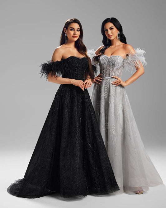 KTX-757459 Sophisticated Black Evening Gown for Women - Model EZ25008