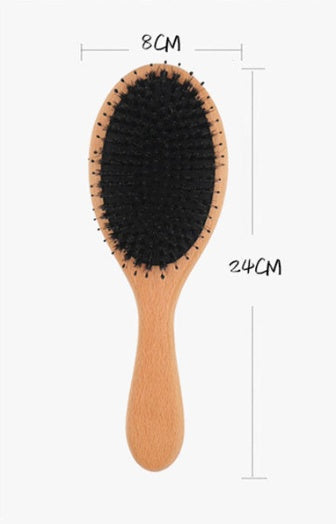 KTX-533715 Beech Wood Bristle Hair Comb for Effortless Styling and Scalp Care