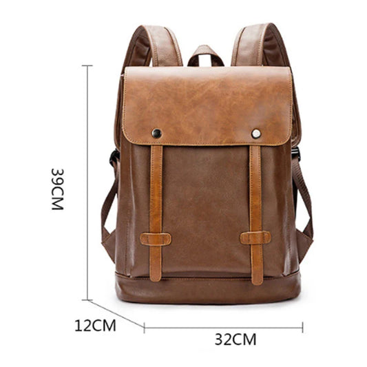 KTX-162707 Large Capacity Waterproof PU Leather Laptop Backpack for Men - Ideal for Travel and Daily Use