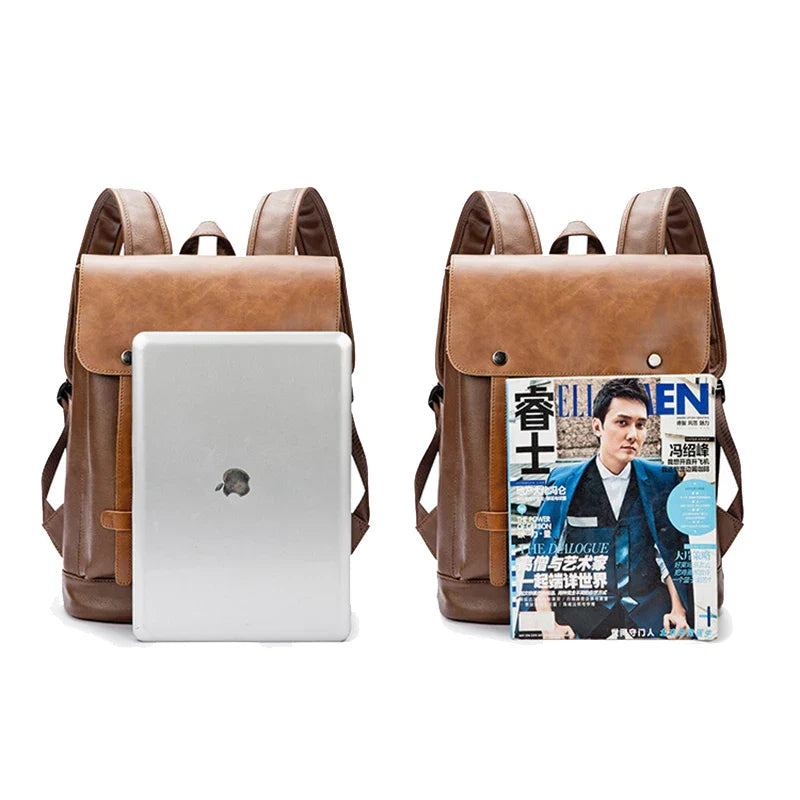 KTX-162707 Large Capacity Waterproof PU Leather Laptop Backpack for Men - Ideal for Travel and Daily Use