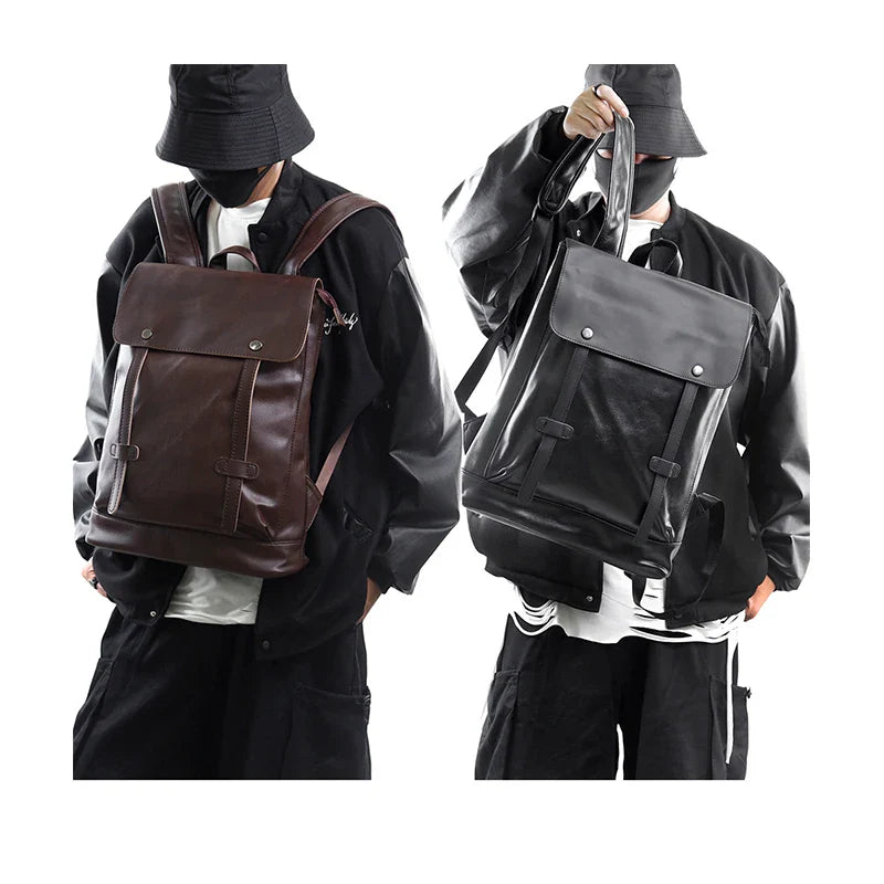 KTX-162707 Large Capacity Waterproof PU Leather Laptop Backpack for Men - Ideal for Travel and Daily Use