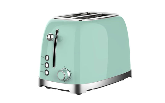 KTX-013203 Retro Wide Slot 2-Slice Stainless Steel Sandwich Toaster