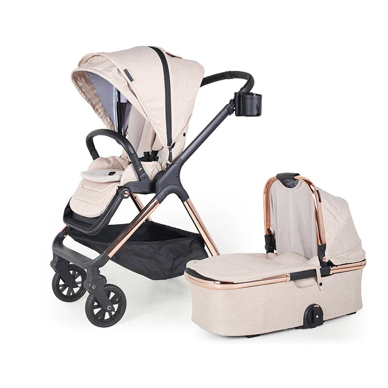 KTX-841747 3-in-1 Lightweight Baby Stroller with Car Seat and Storage Basket, Reversible and Foldable with Cup Holder