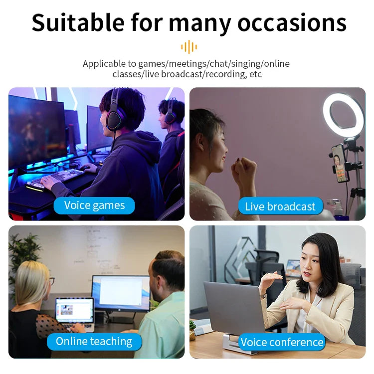 KTX-243731 USB Condenser Microphone for Live Recording with Tripod and Noise Reduction