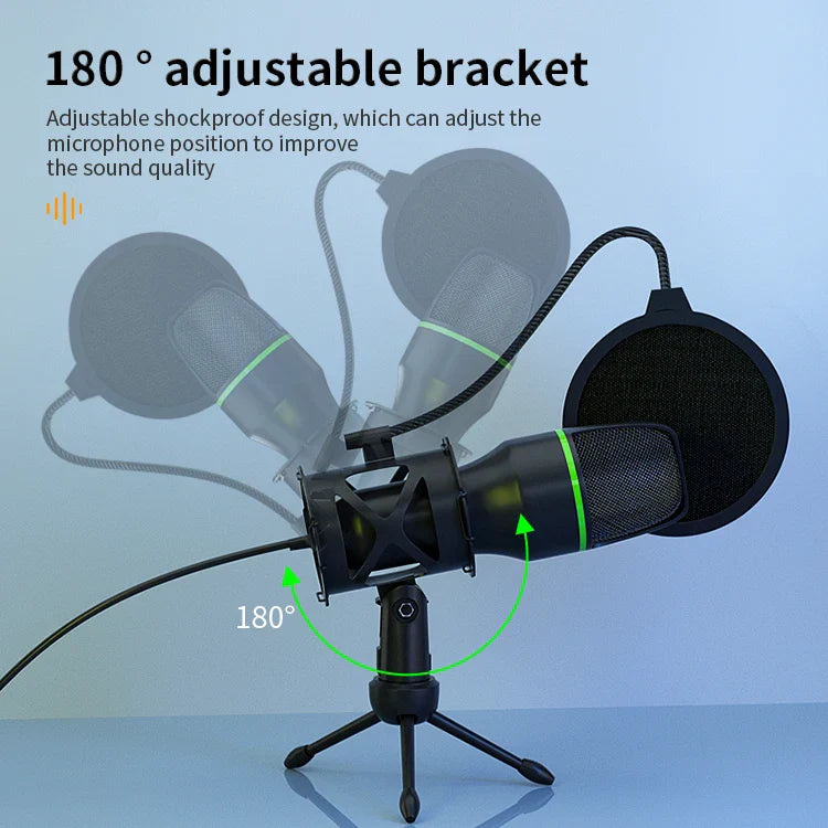 KTX-243731 USB Condenser Microphone for Live Recording with Tripod and Noise Reduction