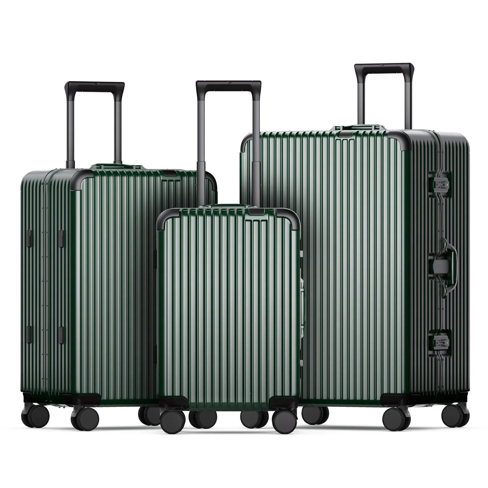 KTX-109843 3-Piece Aluminium Frame Travel Suitcase Set with Polycarbonate Trolley Case