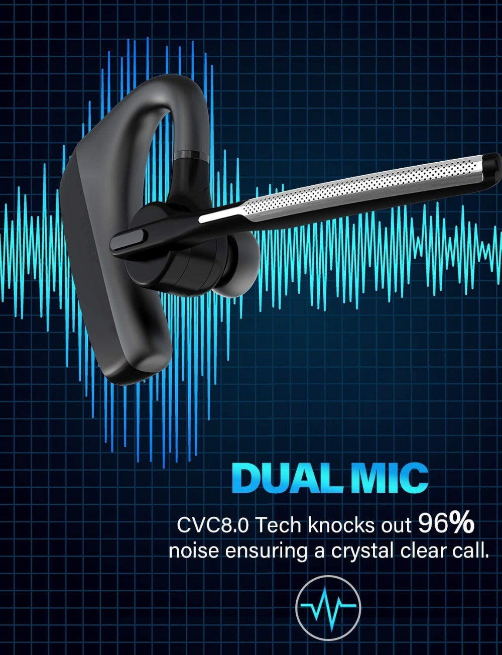 KTX-753491 Bluetooth Wireless Headset with Noise Cancellation and Long Battery Life