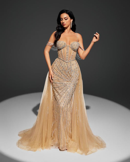 KTX-183443 Elegant Champagne Women's Gown - Style EZ25001