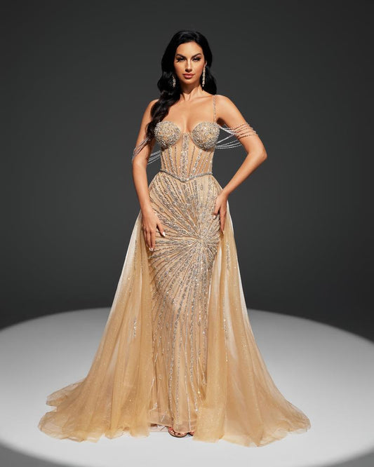 KTX-183443 Elegant Champagne Women's Gown - Style EZ25001