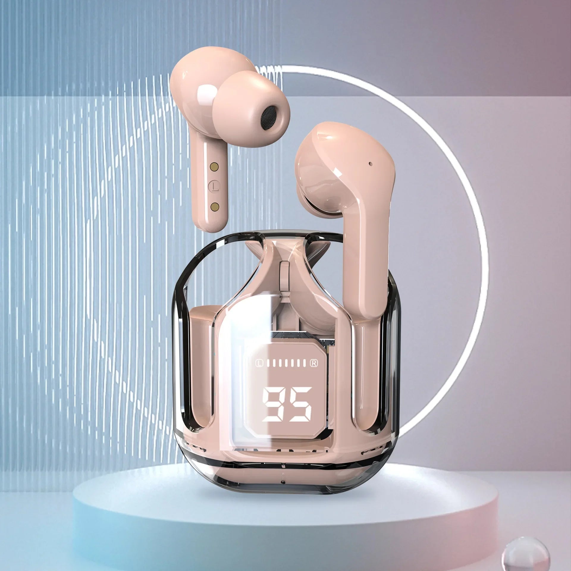 KTX-493779 Wireless Bluetooth In-Ear Headset with LED Display and Transparent Design