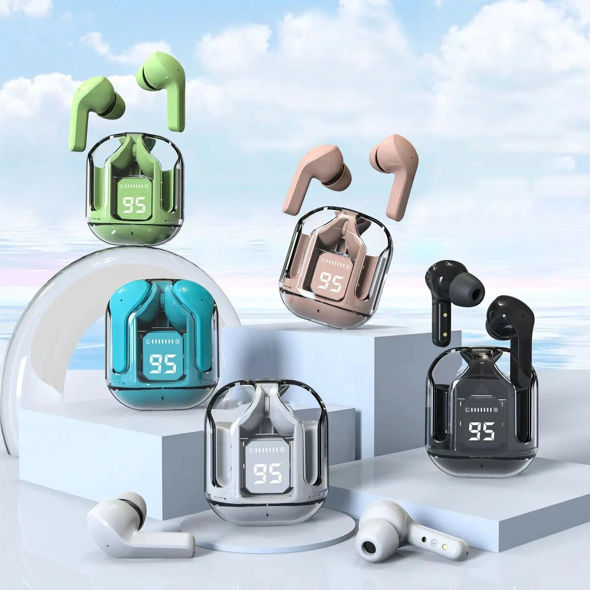 KTX-493779 Wireless Bluetooth In-Ear Headset with LED Display and Transparent Design
