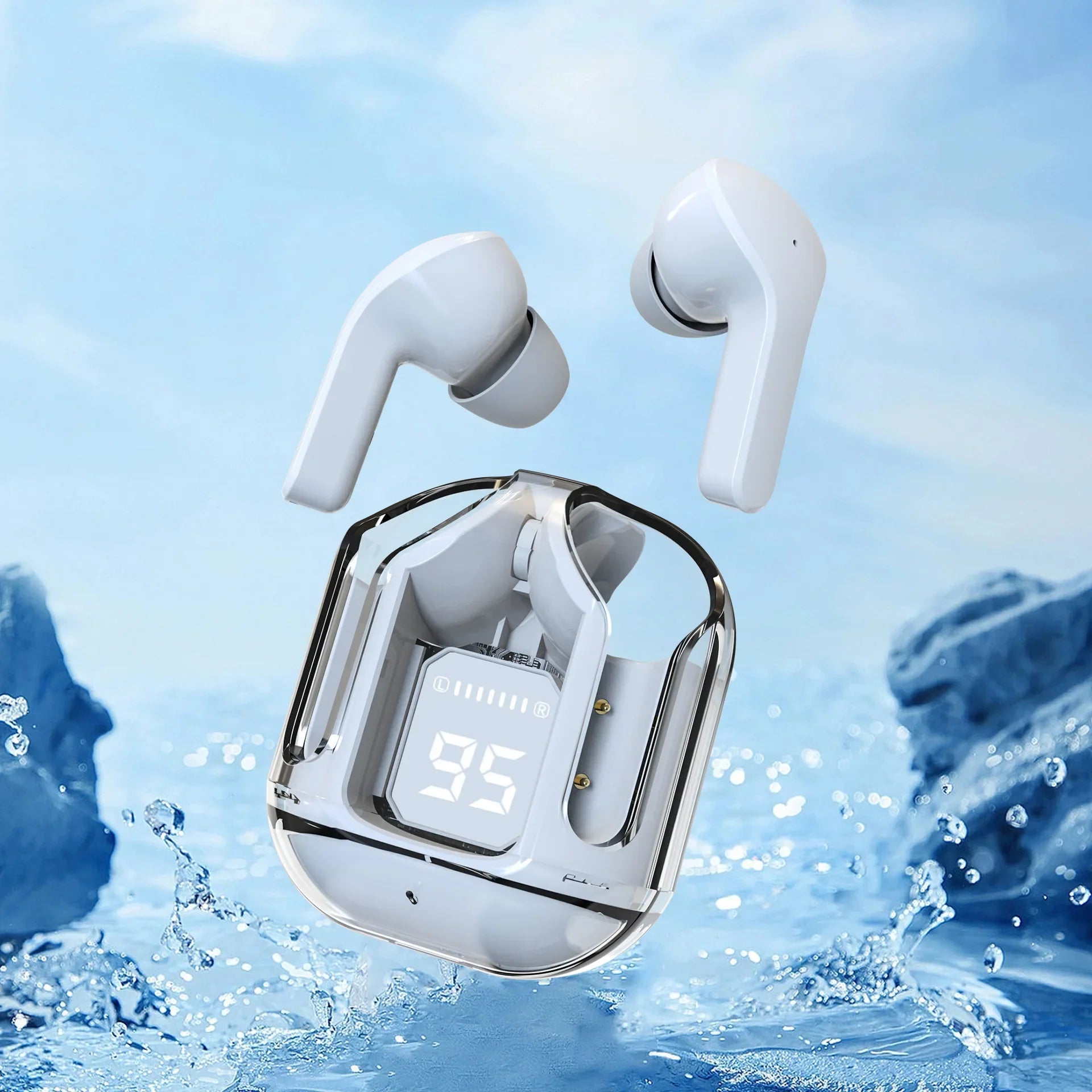 KTX-493779 Wireless Bluetooth In-Ear Headset with LED Display and Transparent Design