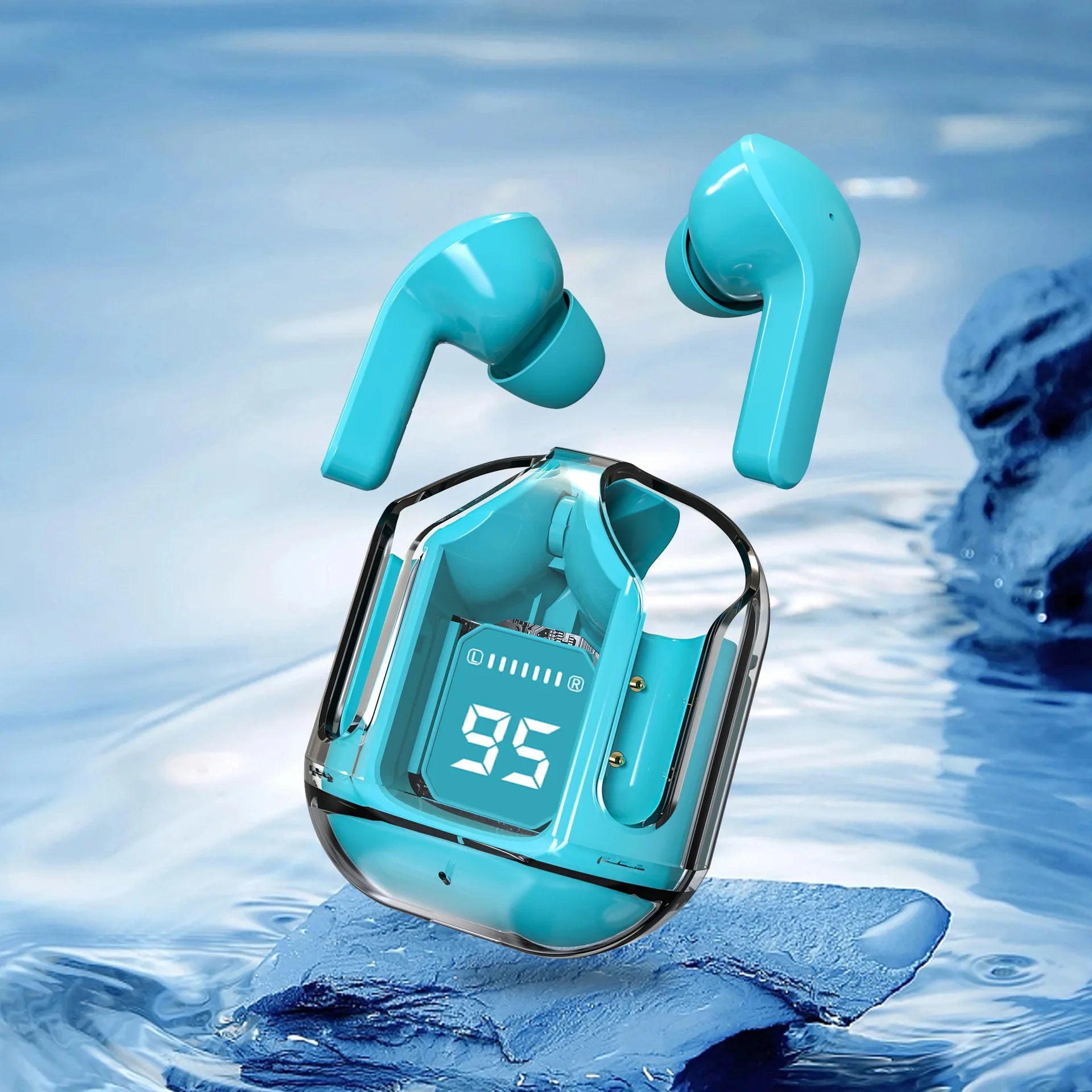 KTX-493779 Wireless Bluetooth In-Ear Headset with LED Display and Transparent Design