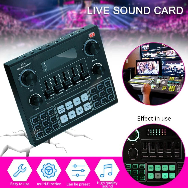 KTX-621139 V9 USB Sound Card for Live Streaming, Gaming, and Audio Mixing