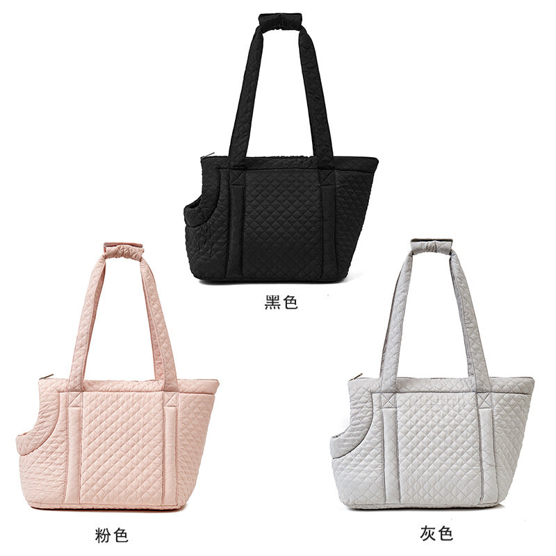 JMT-218506 Korean Style Quilted Pet Carrier Bag for Cats and Small Animals - Portable and Stylish Travel Design