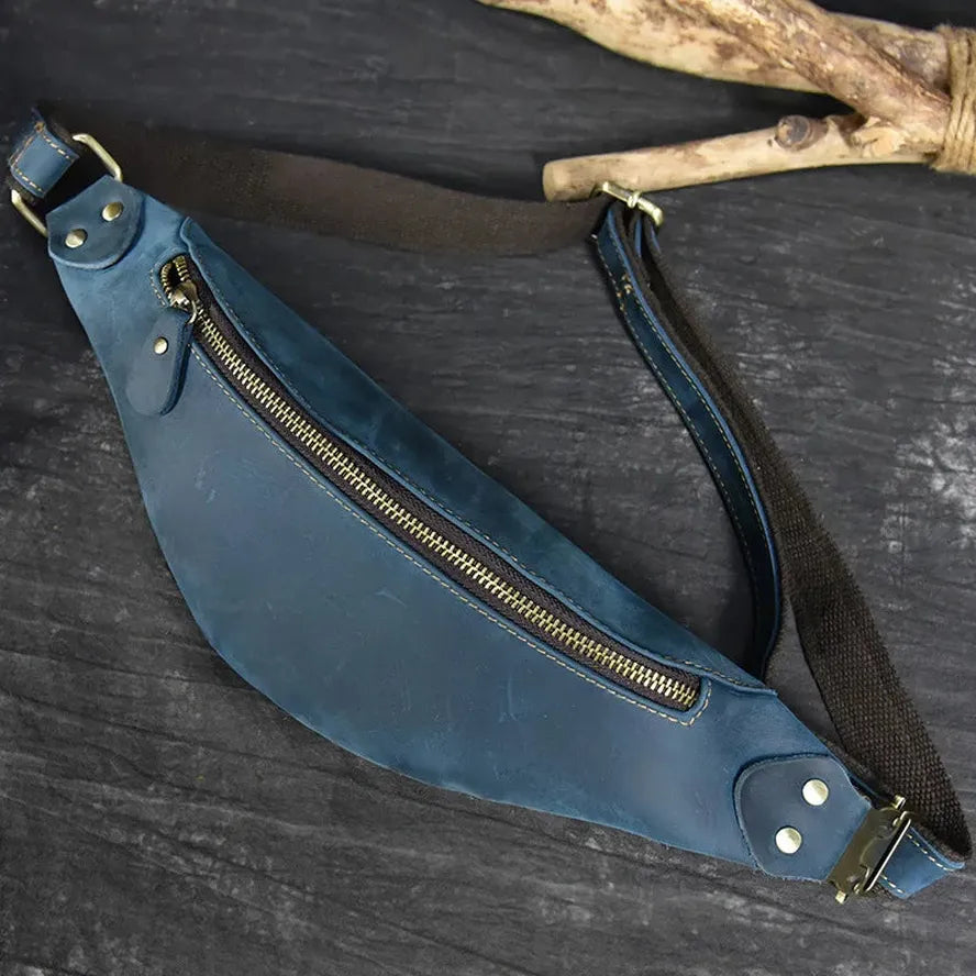 KTX-615507 Retro Genuine Leather Multifunctional Waist Bag for Men - Waterproof Chest Pack in Various Colours