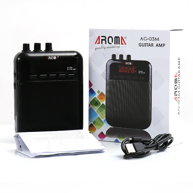 KTX-365331 Rechargeable Mini Speaker with Guitar Volume and Pitch Control, Microphone Input, and Music Playback Function