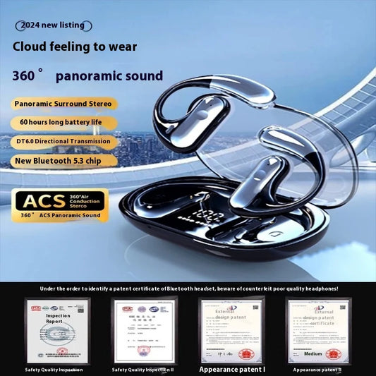 KTX-706195 Wireless Bluetooth Headset with LED Display and Intelligent Non-Ear Hanging Design for Running