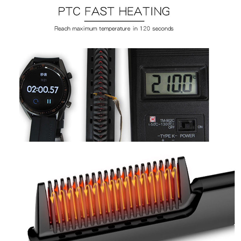 KTX-500947 LED Display Anion Hair Straightening Comb for Wet & Dry Hair with Adjustable Temperature
