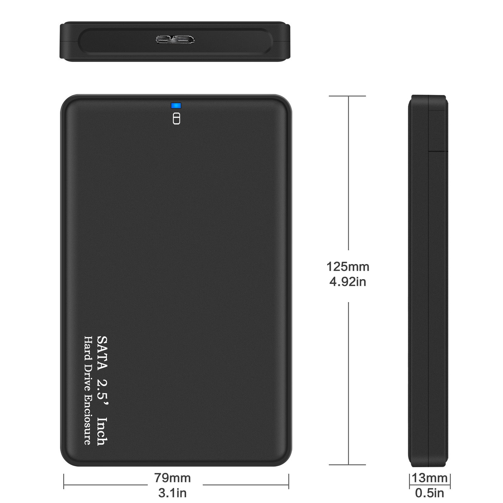 KTX-887507 2.5 Inch USB 3.0 External Hard Drive Enclosure for SATA SSD and Mechanical Drives, Supports Up to 2TB