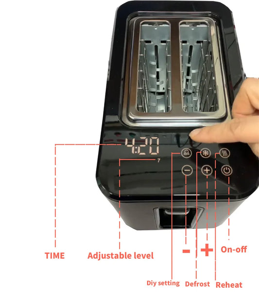 KTX-929555 Large White Toaster Oven with Touch Screen Timer for 2 Slices of Bread