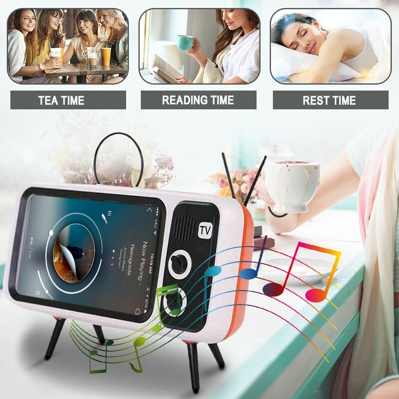 KTX-563091 Retro TV-Shaped Bluetooth Speaker with Hands-Free Calling and USB Charging, Portable Design for Outdoor and Home Use