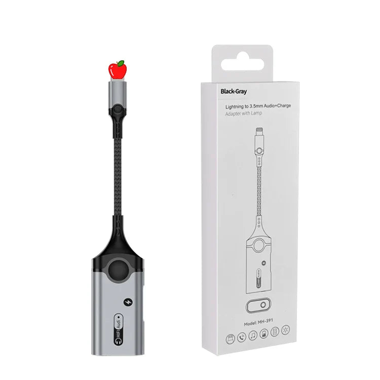 KTX-210963 Lightning to 3.5mm Headphone Jack and Charger Adapter for iPhone – Dual Function Audio and Charging Splitter