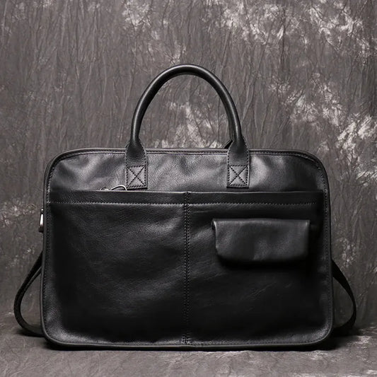 KTX-794195 Men's Leather Messenger Bag - Durable Handcrafted Cowhide with Large Capacity for Laptops and Essentials