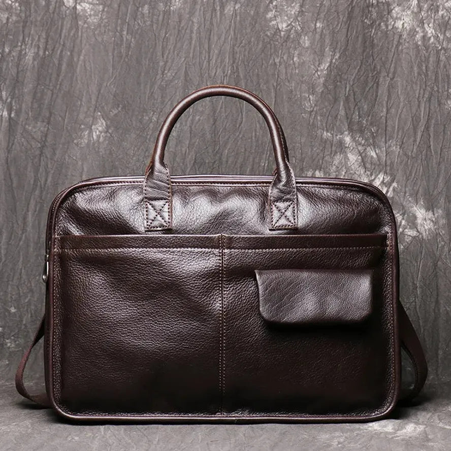 KTX-794195 Men's Leather Messenger Bag - Durable Handcrafted Cowhide with Large Capacity for Laptops and Essentials