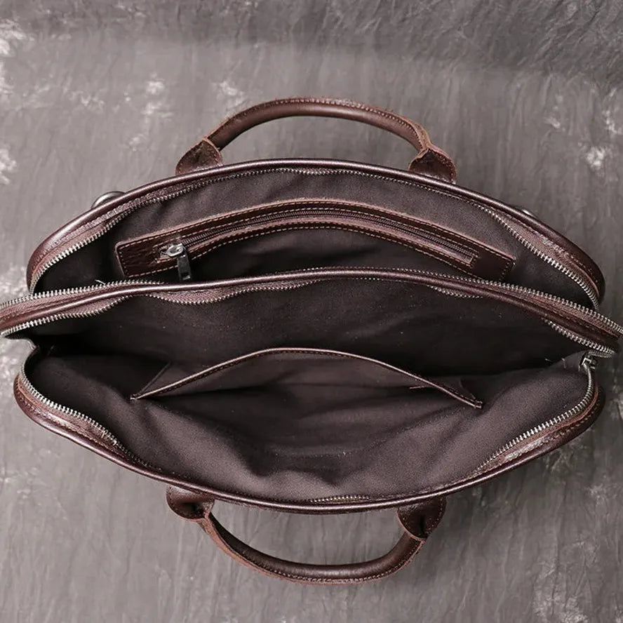 KTX-794195 Men's Leather Messenger Bag - Durable Handcrafted Cowhide with Large Capacity for Laptops and Essentials