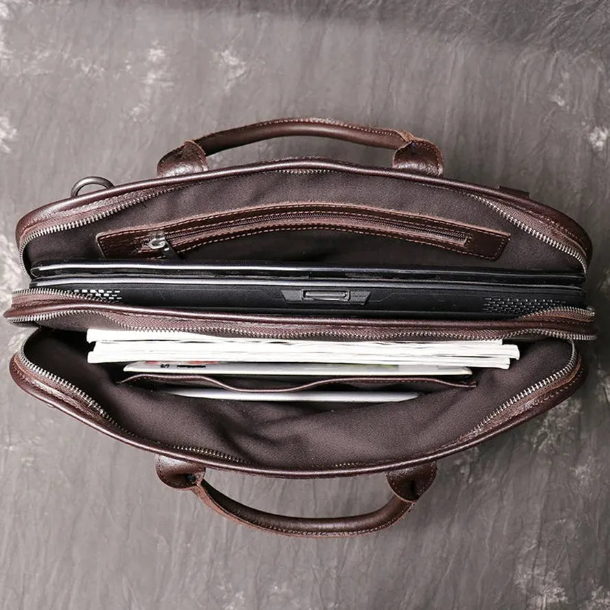 KTX-794195 Men's Leather Messenger Bag - Durable Handcrafted Cowhide with Large Capacity for Laptops and Essentials