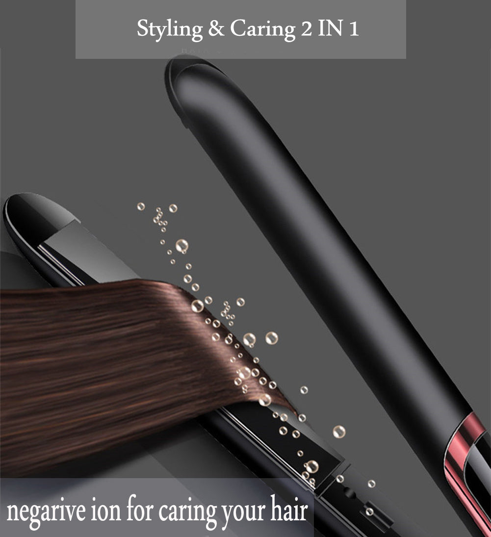 JMT-242122 Gold Ceramic Hair Straightener with LED Display, Adjustable Temperature for Wet and Dry Hair, 21mm-30mm Curling Iron