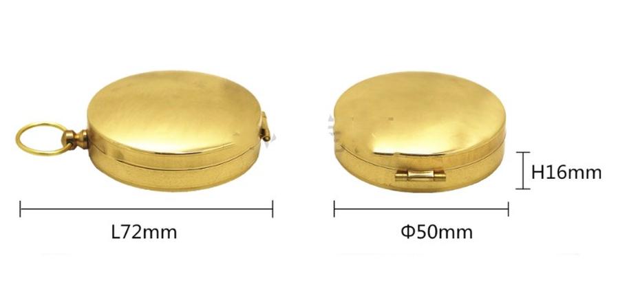 KTX-709523 Copper Pocket Watch Compass - Metal Flip Outdoor Navigation Tool