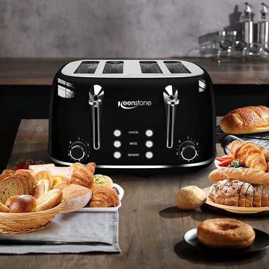KTX-766867 Electric Pop-up Toaster with Timer Control for 4 Slices and 38mm Wide Slots