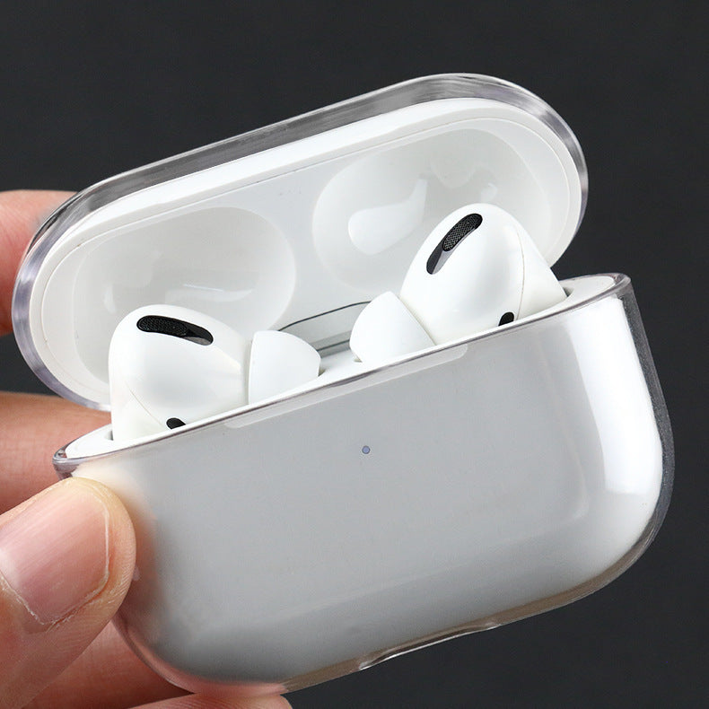 KTX-214547 Bluetooth Waterproof Striped Earphone Case Compatible with AirPods 1/2 - Clamshell TPU Design, Transparent Finish