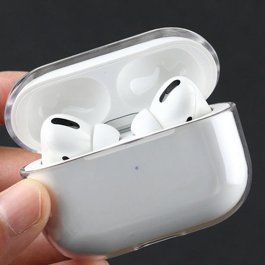KTX-214547 Bluetooth Waterproof Striped Earphone Case Compatible with AirPods 1/2 - Clamshell TPU Design, Transparent Finish