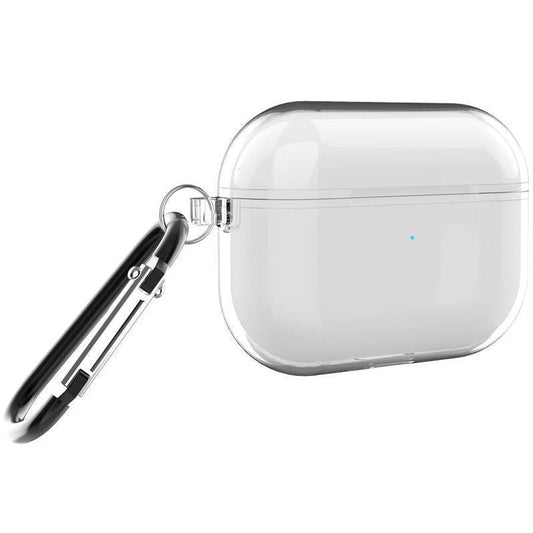 KTX-214547 Bluetooth Waterproof Striped Earphone Case Compatible with AirPods 1/2 - Clamshell TPU Design, Transparent Finish