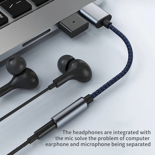 KTX-702483 USB to 3.5mm Audio Jack Adapter for Headsets and PCs, Compatible with Linux and PS4
