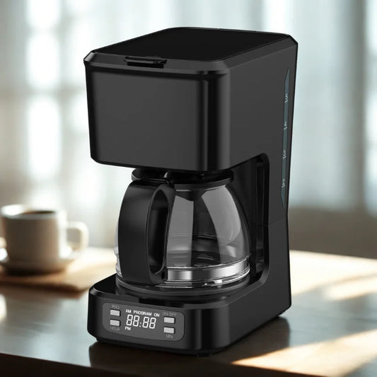 KTX-246867 Programmable 5-Cup Coffee Maker with Ground Coffee Option, Clear Water Level Indicator, Non-Stick Warming Plate