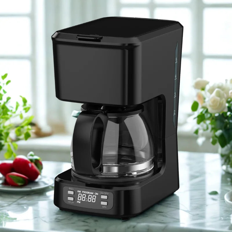 KTX-246867 Programmable 5-Cup Coffee Maker with Ground Coffee Option, Clear Water Level Indicator, Non-Stick Warming Plate