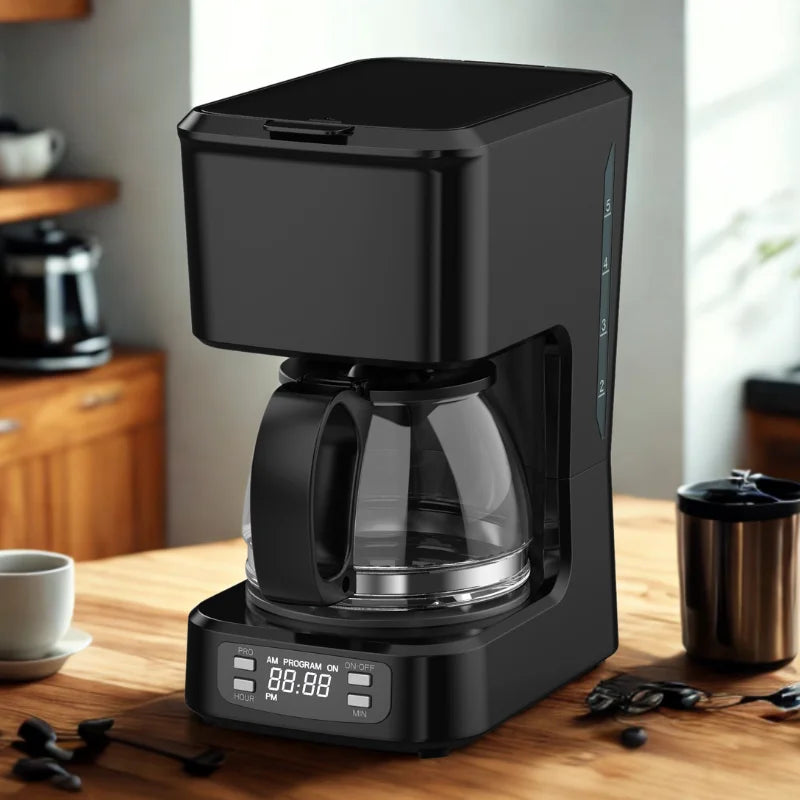 KTX-246867 Programmable 5-Cup Coffee Maker with Ground Coffee Option, Clear Water Level Indicator, Non-Stick Warming Plate