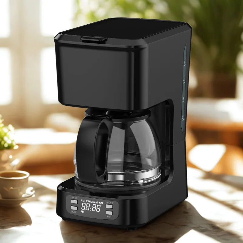 KTX-246867 Programmable 5-Cup Coffee Maker with Ground Coffee Option, Clear Water Level Indicator, Non-Stick Warming Plate
