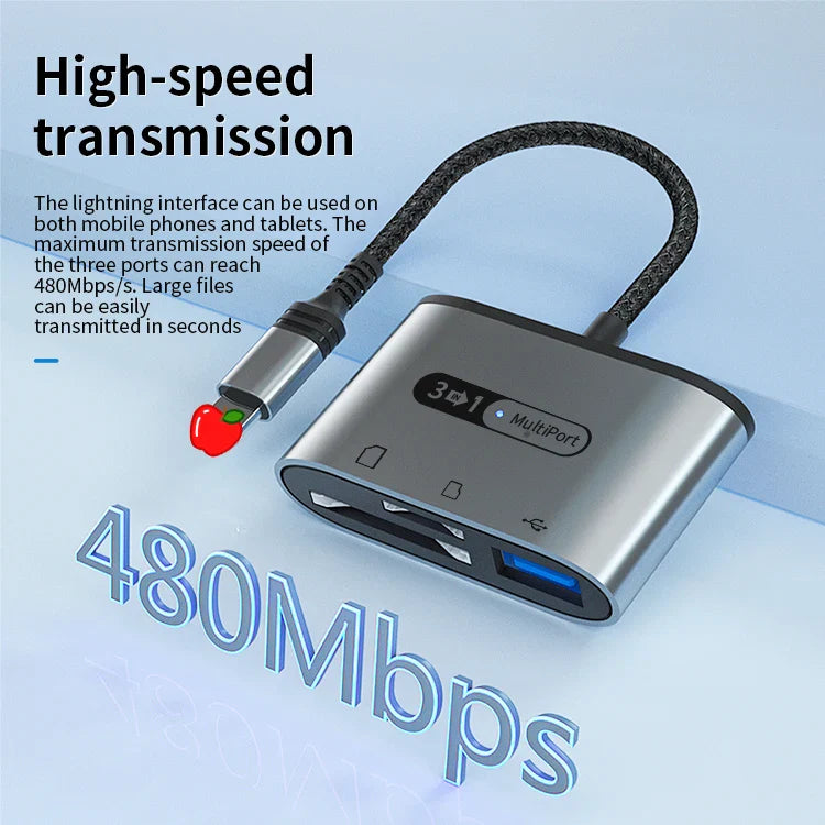 KTX-543251 Multi-Function 8-Pin SD TF Card Reader USB 3.0 OTG Connection Kit for iPhone and iPad