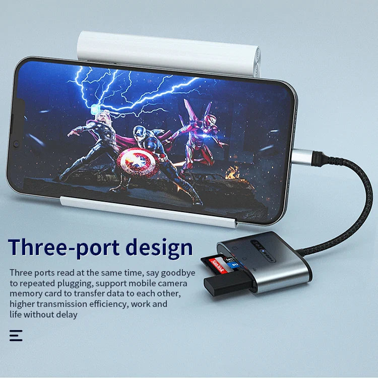 KTX-543251 Multi-Function 8-Pin SD TF Card Reader USB 3.0 OTG Connection Kit for iPhone and iPad
