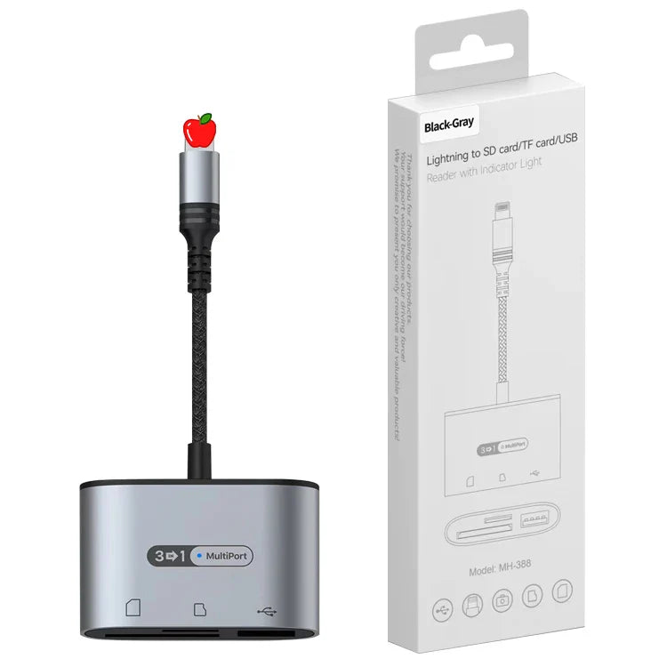 KTX-543251 Multi-Function 8-Pin SD TF Card Reader USB 3.0 OTG Connection Kit for iPhone and iPad