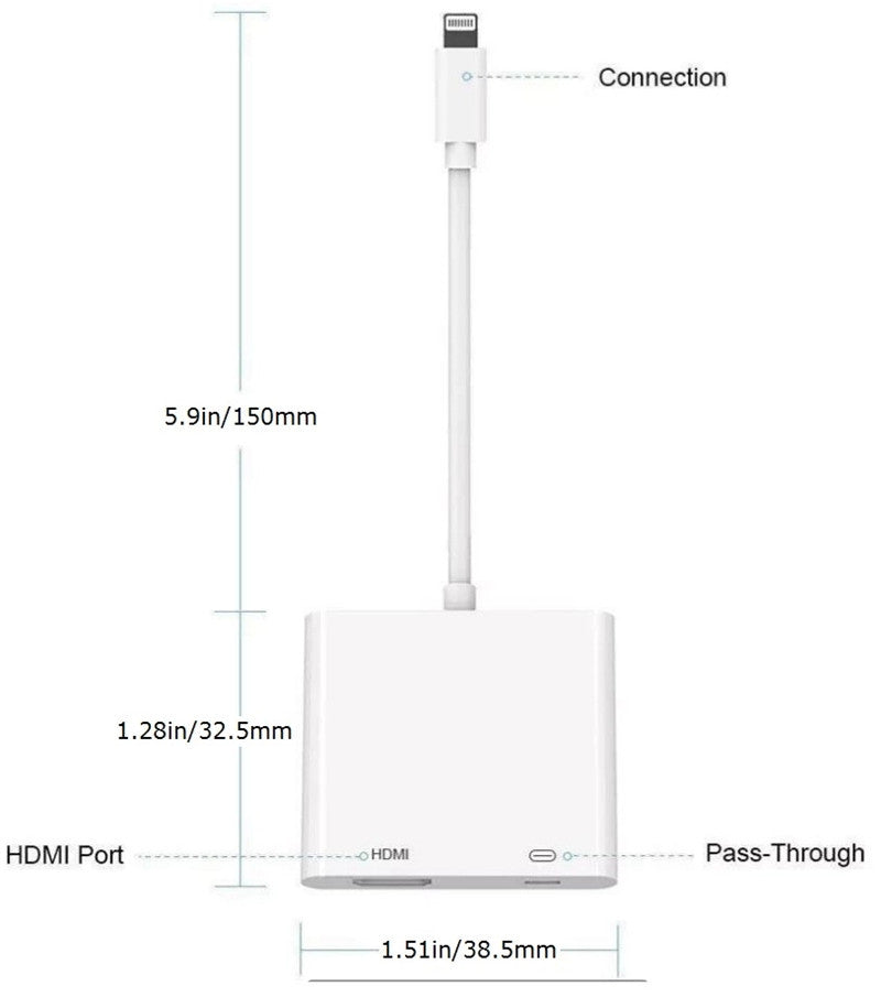 KTX-462675 HDMI Projector Adapter Cable - 1080P Resolution, 0.18m Length, On-Screen Converter in White