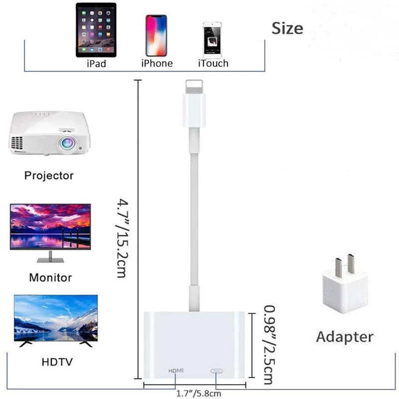 KTX-462675 HDMI Projector Adapter Cable - 1080P Resolution, 0.18m Length, On-Screen Converter in White