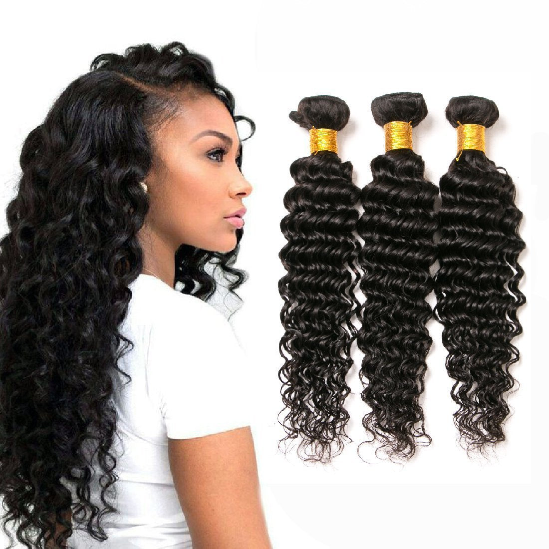 JMT-266378 Medium Long Real Hair Wig with Beautiful Curls